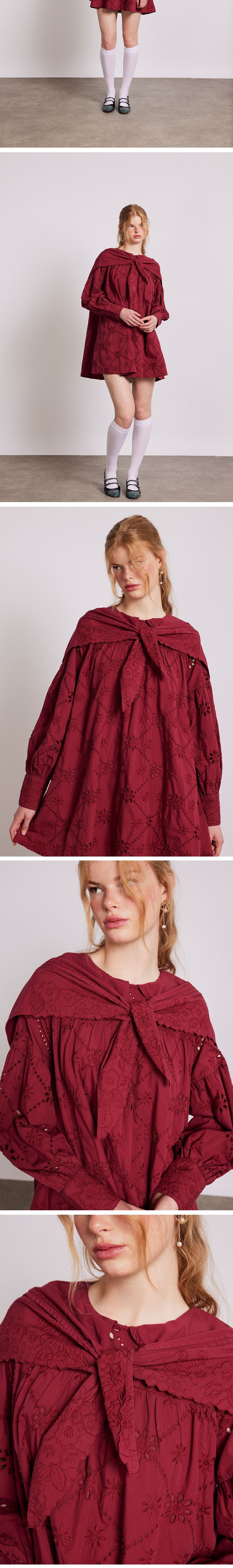 DAMSON MADDER (W) CANDICE COLLARED MINI DRESS (RED)