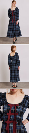 DAMSON MADDER (W) DAKOTA MIDI DRESS (BLUE CHECK)