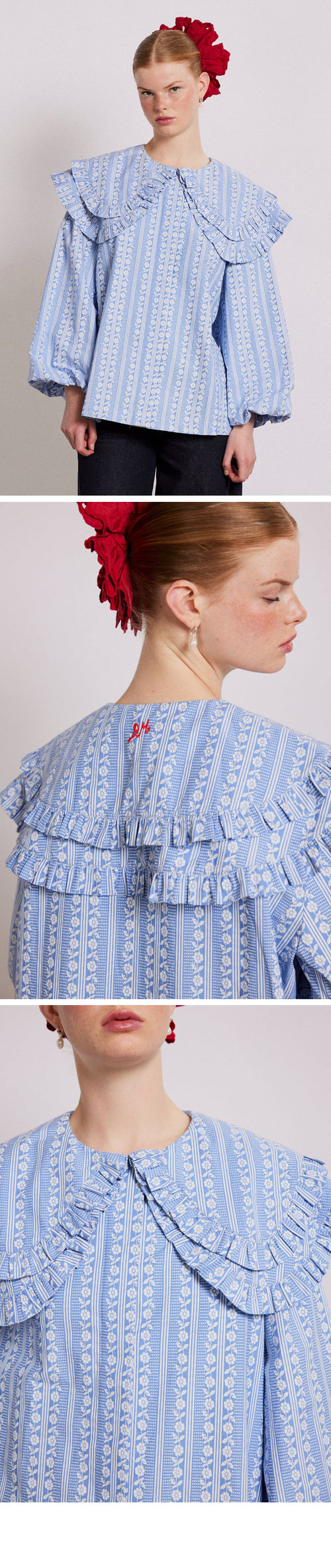 DAMSON MADDER (W) LOIS DOUBLE COLLAR BLOUSE (BLUE)
