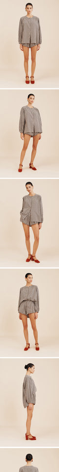 POSSE (W) MIRA SHIRT GINGHAM (BLACK CREAM)