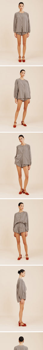 POSSE (W) MIRA SHIRT GINGHAM (BLACK CREAM)
