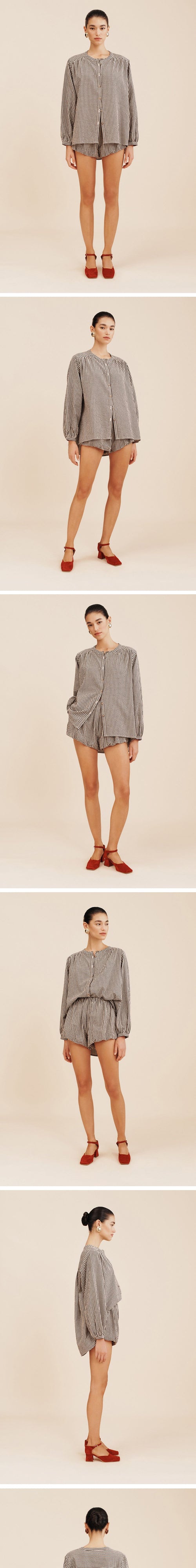 POSSE (W) MIRA SHIRT GINGHAM (BLACK CREAM)