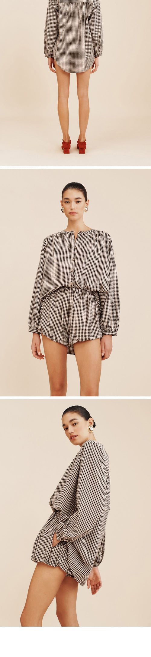 POSSE (W) MIRA SHIRT GINGHAM (BLACK CREAM)