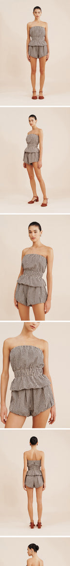 POSSE (W) AURELIA SHORT GINGHAM (BLACK CREAM)