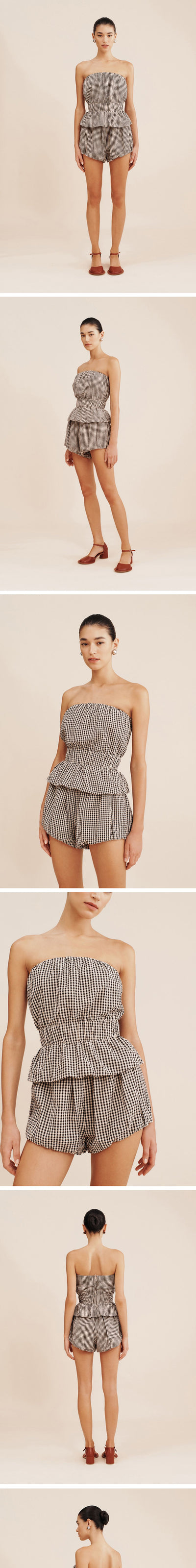 (W) AURELIA SHORT GINGHAM (BLACK CREAM)