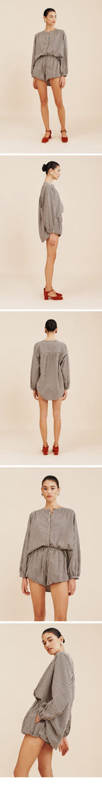 POSSE (W) AURELIA SHORT GINGHAM (BLACK CREAM)