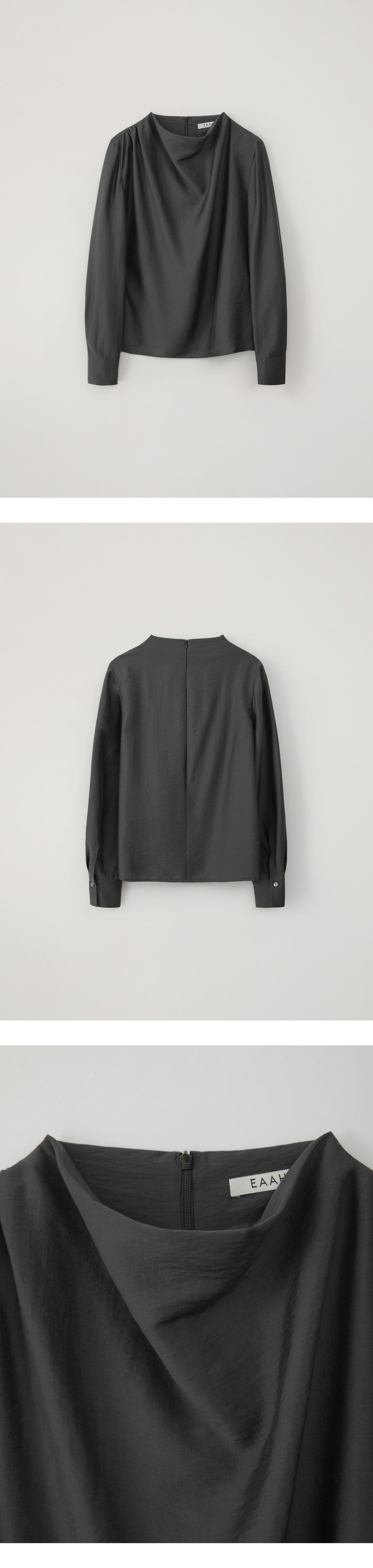 EAAH MEG COWL NECK BLOUSE (CHARCOAL)