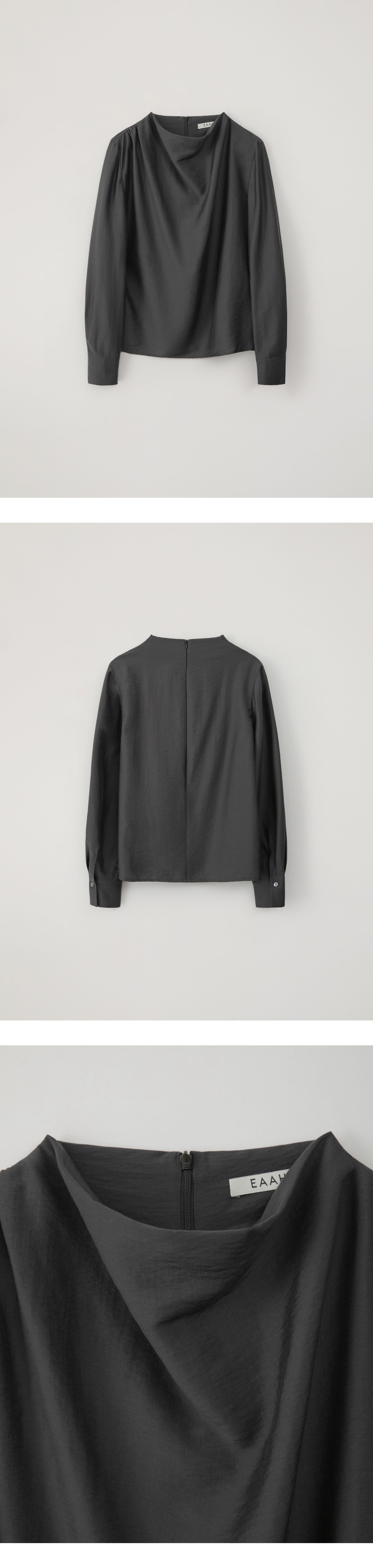 EAAH MEG COWL NECK BLOUSE (CHARCOAL)