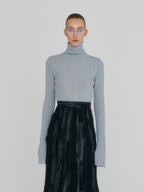 EENK ZOUQ Slim-fit Turtle Neck Knit Top - Silver