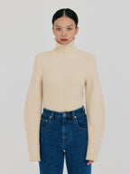 EENK ZOVOUS Turtleneck Knit Pullover - Cream