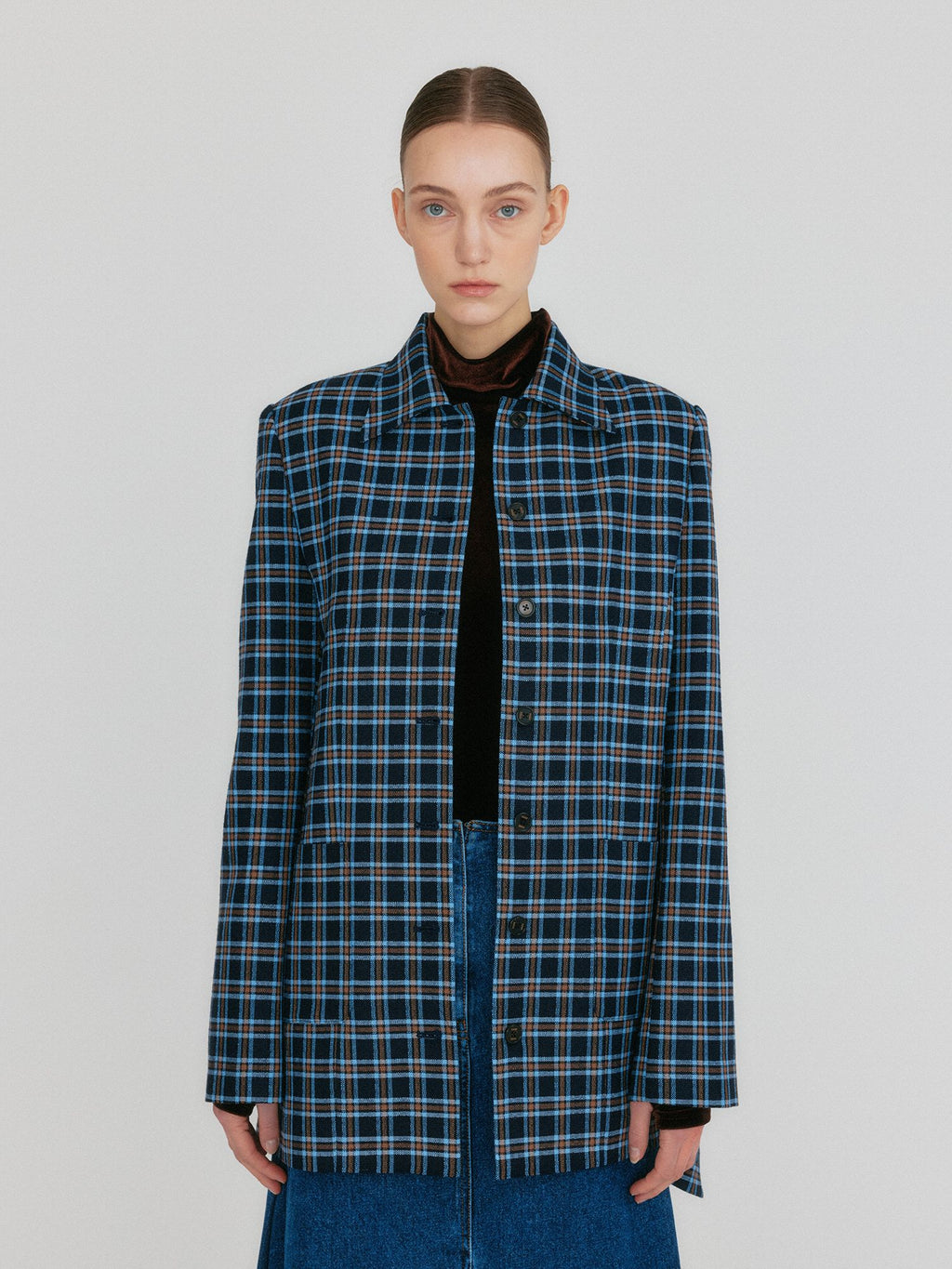 EENK ZILVIN Shirt Jacket - Navy/Sky Blue Multi