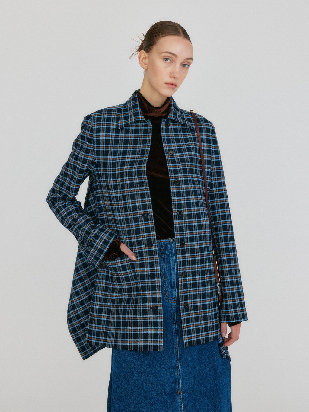 EENK ZILVIN Shirt Jacket - Navy/Sky Blue Multi