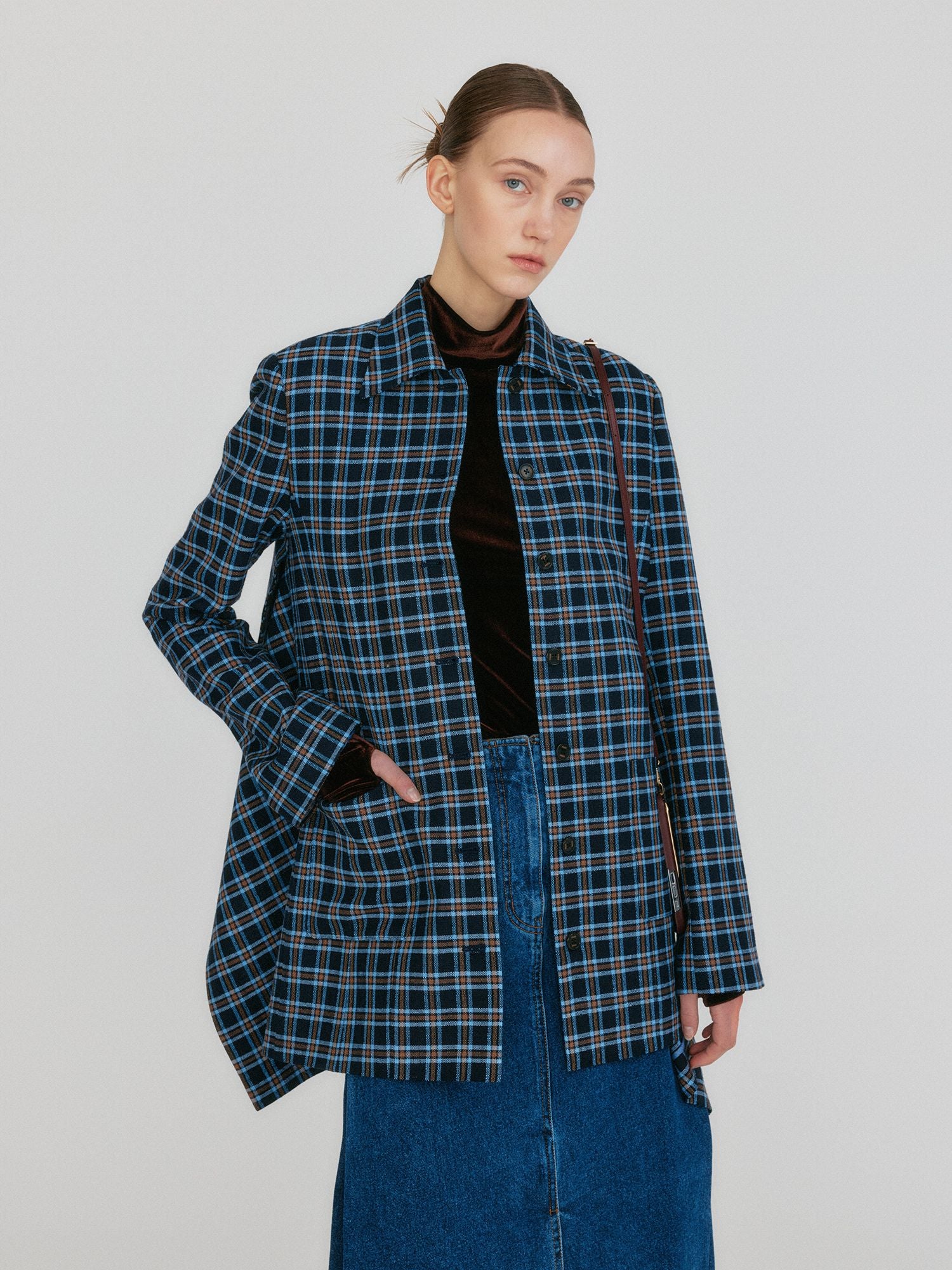 EENK ZILVIN Shirt Jacket - Navy/Sky Blue Multi