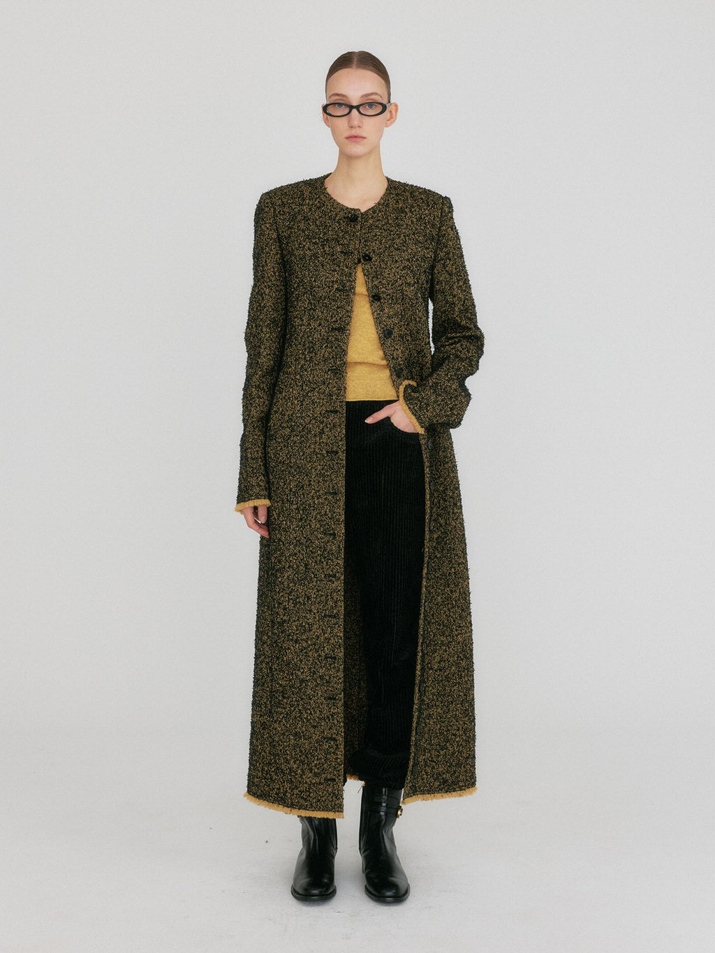 EENK ZILOUS Round Neck Coat - Beige/Black