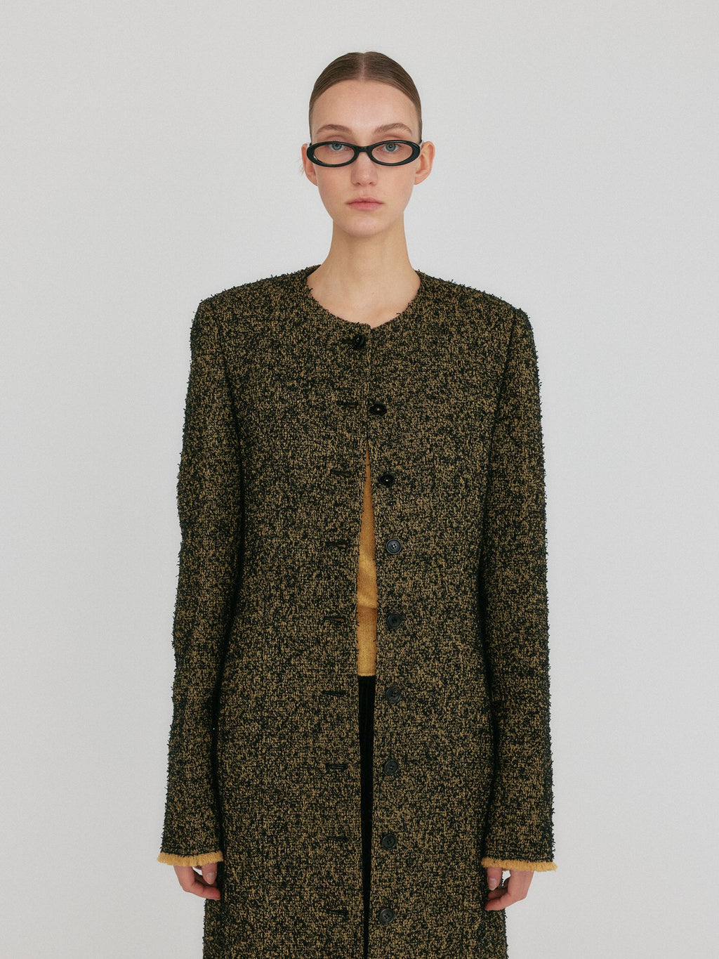 EENK ZILOUS Round Neck Coat - Beige/Black