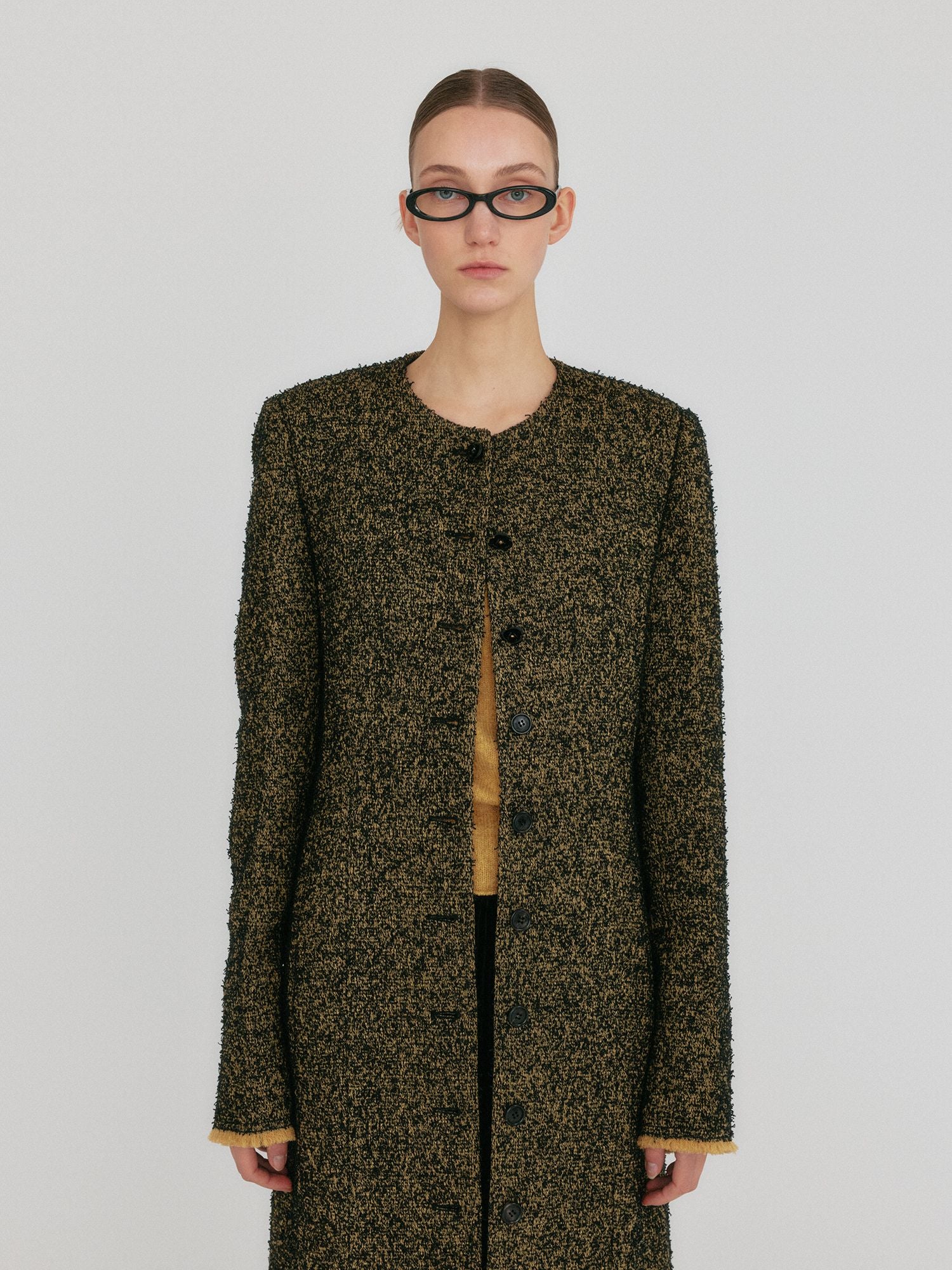 EENK ZILOUS Round Neck Coat - Beige/Black