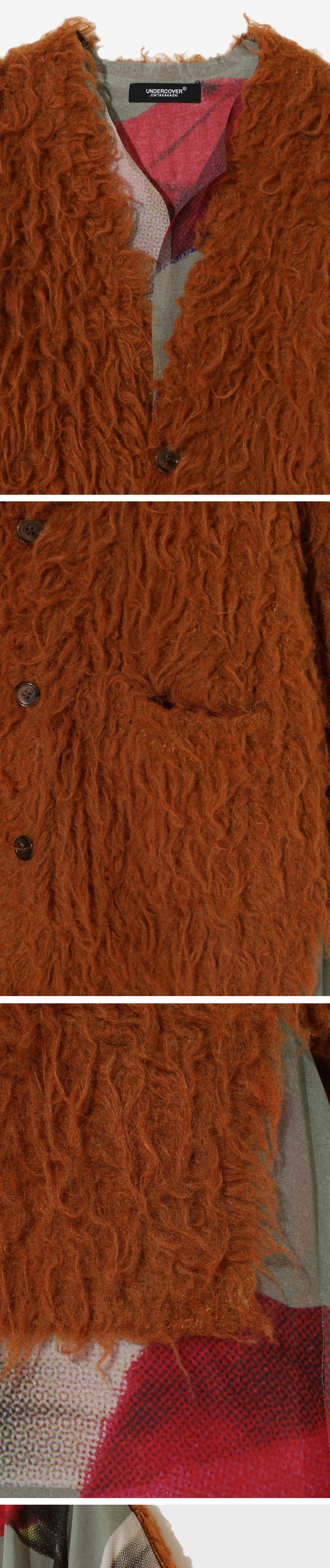 UNDERCOVER (W) Mohair shaggy knit cardigan (DARKORANGE)