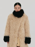 EENK ZUFFIEA Fluffy Funnel Neck Coat - Beige