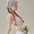 VIKINI VENDER lace button sleeveless top