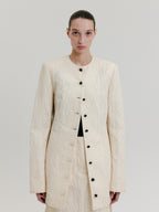 EENK ZACQI Round Neck Long Jacket - Cream