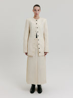 EENK ZACQI Round Neck Long Jacket - Cream