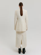 EENK ZACQI Round Neck Long Jacket - Cream