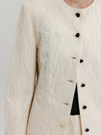 EENK ZACQI Round Neck Long Jacket - Cream