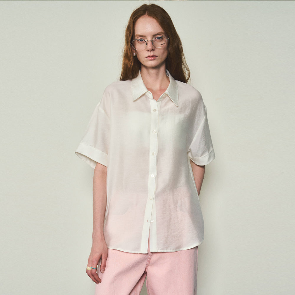 CITTA Summer Wool Half-Sleeve shirts_CTT326(White)