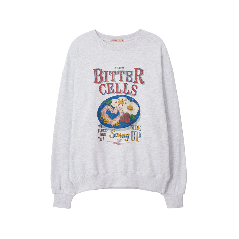 BITTERCELLS Sunny Side Up Sweat Shirt-Light Grey