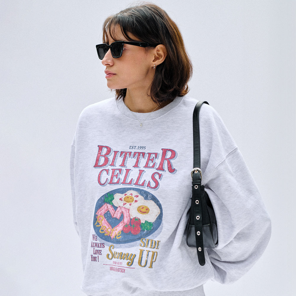 BITTERCELLS Sunny Side Up Sweat Shirt-Light Grey