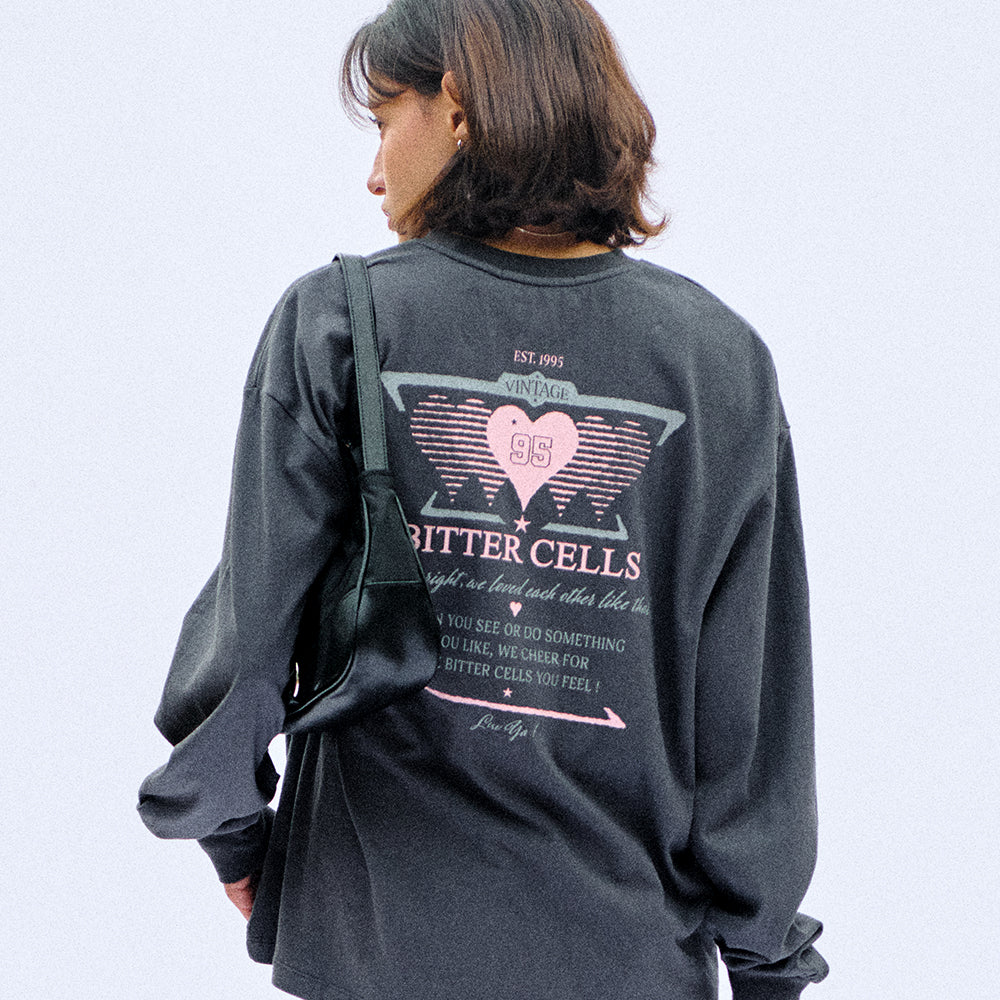 BITTERCELLS Sporty Heart Long Sleeve-Charcoal