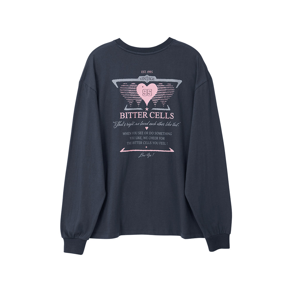 BITTERCELLS Sporty Heart Long Sleeve-Charcoal