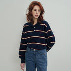 Siyazu [29CM Exclusive] SIKN2136 Classic Striped Collar Knit_Navy