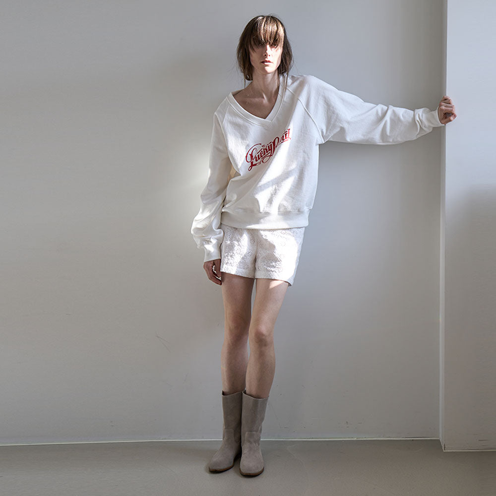 GRIDA-J [5th ​​reorder]grida.j V-neck sweatshirt _ white