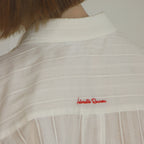 RONRON EYELET STITCH HEART POCKET OVER FIT SHIRT WHITE