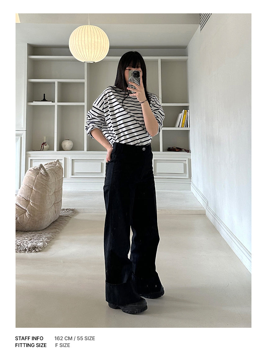 LHAS KLASSIC BORDER STRIPE T-SHIRT2_DARK NAVY