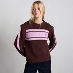 DAMSON MADDER (W) POPPY CREW NECK JUMPER (BURG/LILAC)