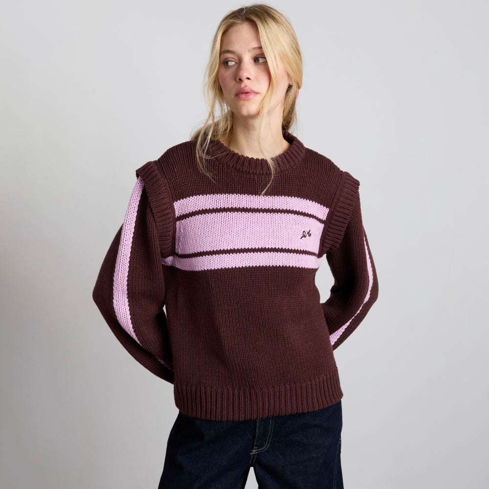 DAMSON MADDER (W) POPPY CREW NECK JUMPER (BURG/LILAC)