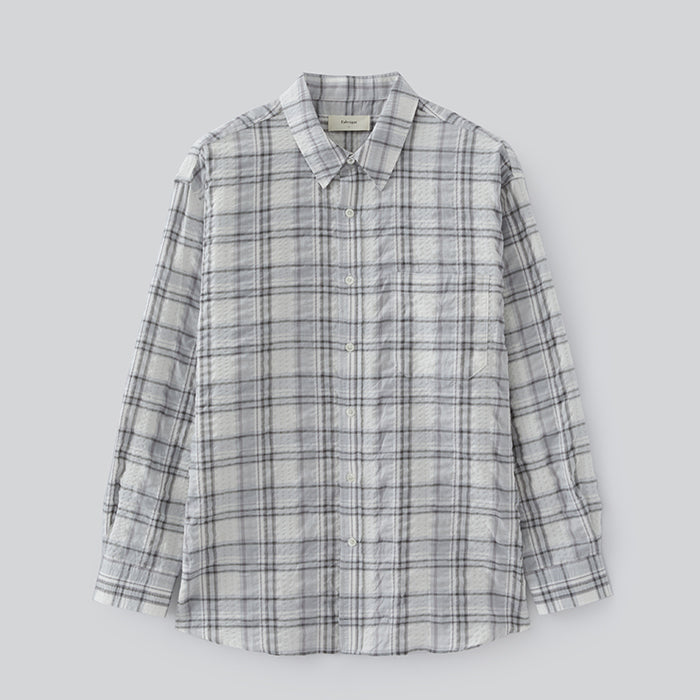 Fabregat Bella Seersucker Check Shirt (Sky Blue)