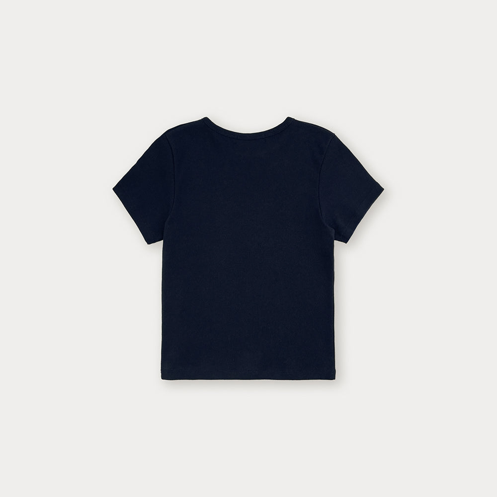 SOMEWHEREBUTTER [12th] Boucle Heart Logo Top - Navy