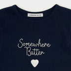 SOMEWHEREBUTTER [12th] Boucle Heart Logo Top - Navy