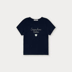 SOMEWHEREBUTTER [12th] Boucle Heart Logo Top - Navy