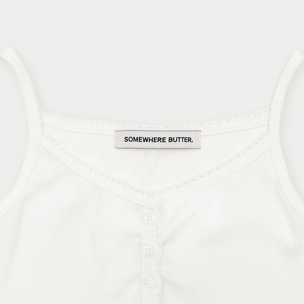SOMEWHEREBUTTER [18th] Lace Button Sleeveless - Ivory