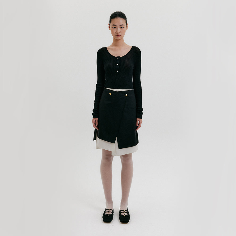 EENK Wrap Midi Skirt - Black