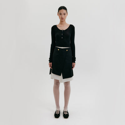 Wrap Midi Skirt - Black