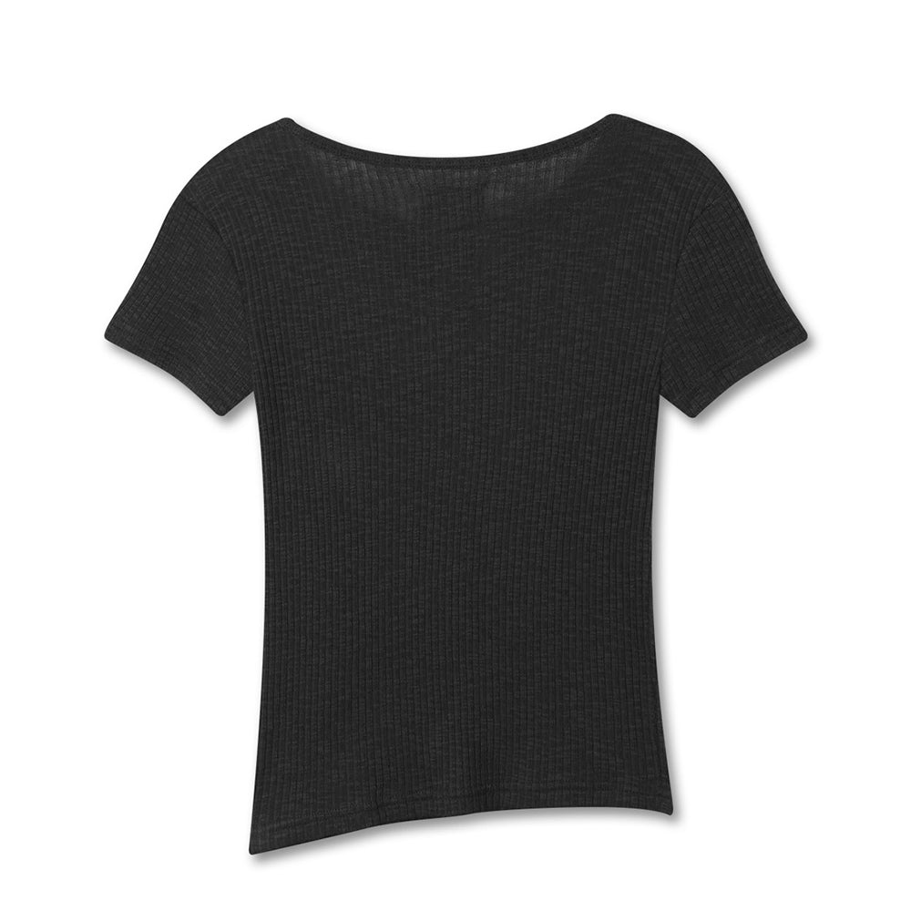 MICHIKO LONDON KOSHINO DIAGONAL BUTTON SLIM TOP BLACK