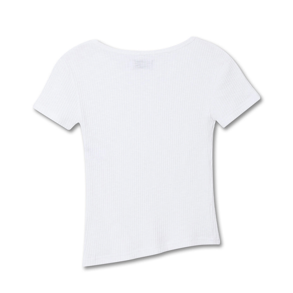 MICHIKO LONDON KOSHINO DIAGONAL BUTTON SLIM TOP IVORY