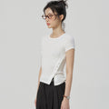 MICHIKO LONDON KOSHINO DIAGONAL BUTTON SLIM TOP IVORY