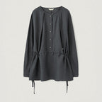 YE Lucy Button Blouse - Charcoal