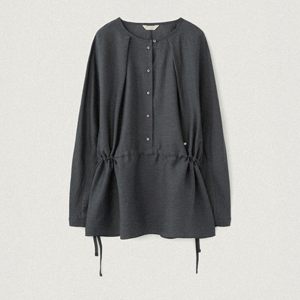 YE Lucy Button Blouse - Charcoal